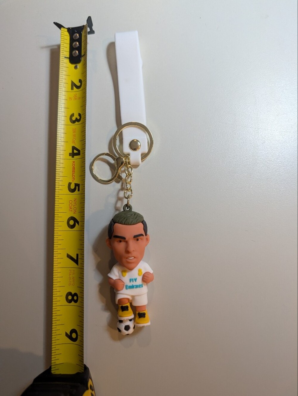 Fifa White Soccer Player Keychain with Gold Hardware Ronaldo
